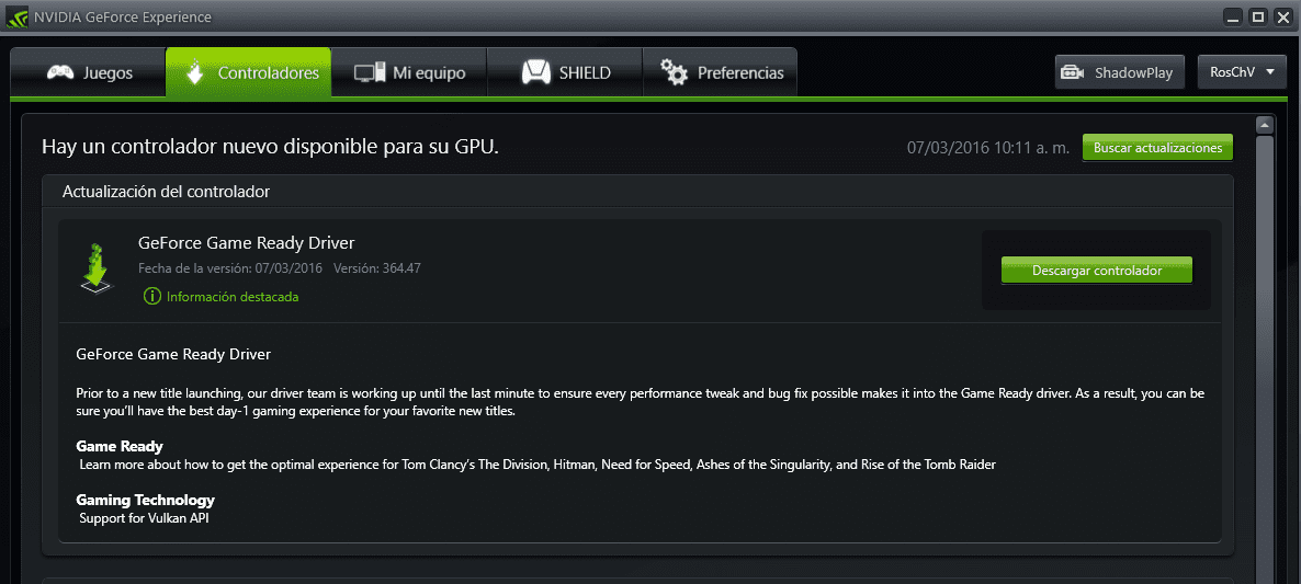 Última versión de controlador Nvidia tiene problemas