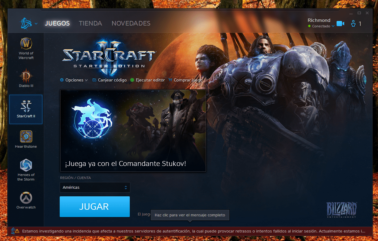Blizzard tiene problemas con sus servidores de autentificación