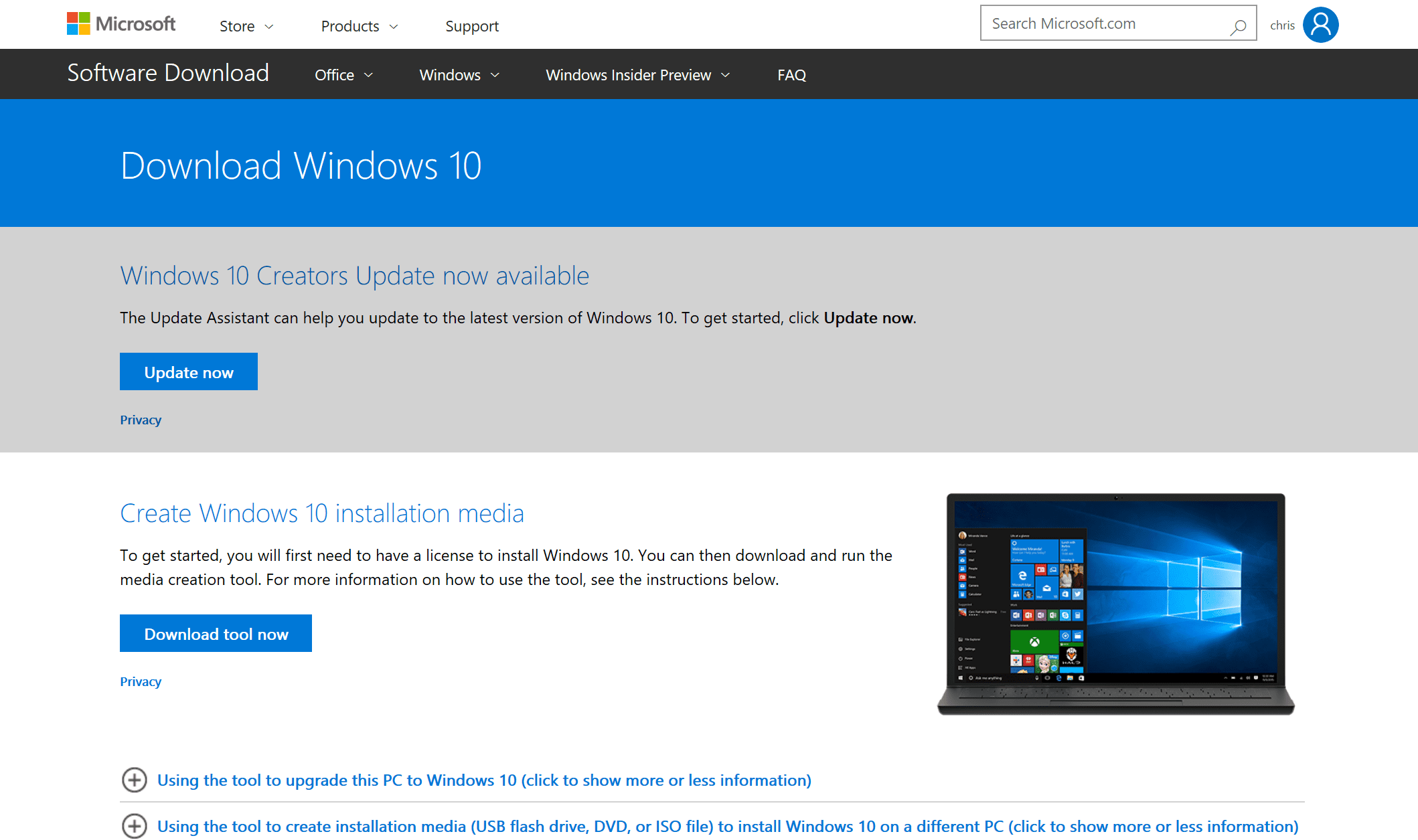 Cómo forzar la actualización de Windows Creators Update