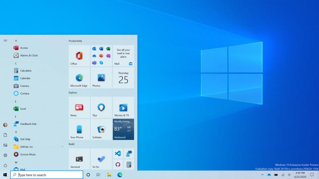 Microsoft prepara un nuevo diseño del menú “Inicio” de Windows 10